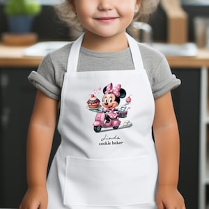 Personalized Kids Baking Apron: Minnie Scooter, Custom Name