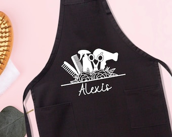 Custom Hairstylist Apron with Pockets: Personalized Hairdresser Apron