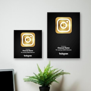 Custom Instagram Trophy | 1K Followers Milestone Plaque | Personalized Acrylic Award for Creators and Influencers | gold instagram plaque