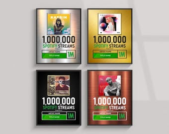 Custom Spotify Streaming Award Plaque: Personalized Music Gift (30x40cm)