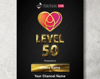 Targa TikTok personalizzata / Targa TikTok per lui / Regalo per streamer / Premio influencer / Livello 50 TikTok personalizzato