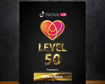 Targa personalizzata per il livello 50 di TikTok - Regalo personalizzato per streamer