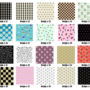 May include: A collection of 40 different patterns, including floral, geometric, and abstract designs. The patterns are displayed in a grid format with a number and the word "Design" next to each pattern.