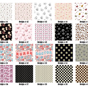 May include: A collection of 20 different digital designs featuring various patterns, including floral, geometric, and text-based designs. The designs are numbered from 41 to 60.
