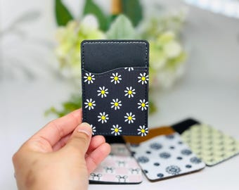 Phone Wallet Card Holder, Stick on Phone Wallet, Smiley Face Card Holder, Card Wallet, Preppy Retro Card Wallet, Boho Stick on Card Holder