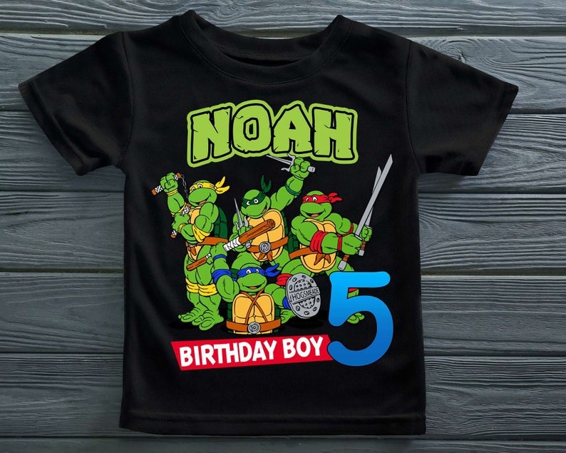 Ninja Turtles Iron On for a White T-shirt Personalized with your NAME & AGE 