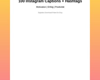 100 Instagram Captions + Hashtags | Motivation, Success & Mindset | Social Media Content Package (Digital Download)