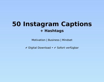 50 Instagram Captions + Hashtags | Motivation, Business & Mindset | Social Media Content Package (Digital Download)