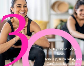 30-dniowy plan treningów domowych i posiłków dla kobiet – przewodnik fitness do druku