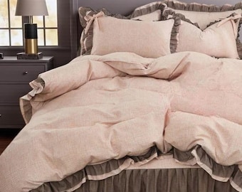 Princess Beige Bed Set: Natural Bed Cover & Pillowcases