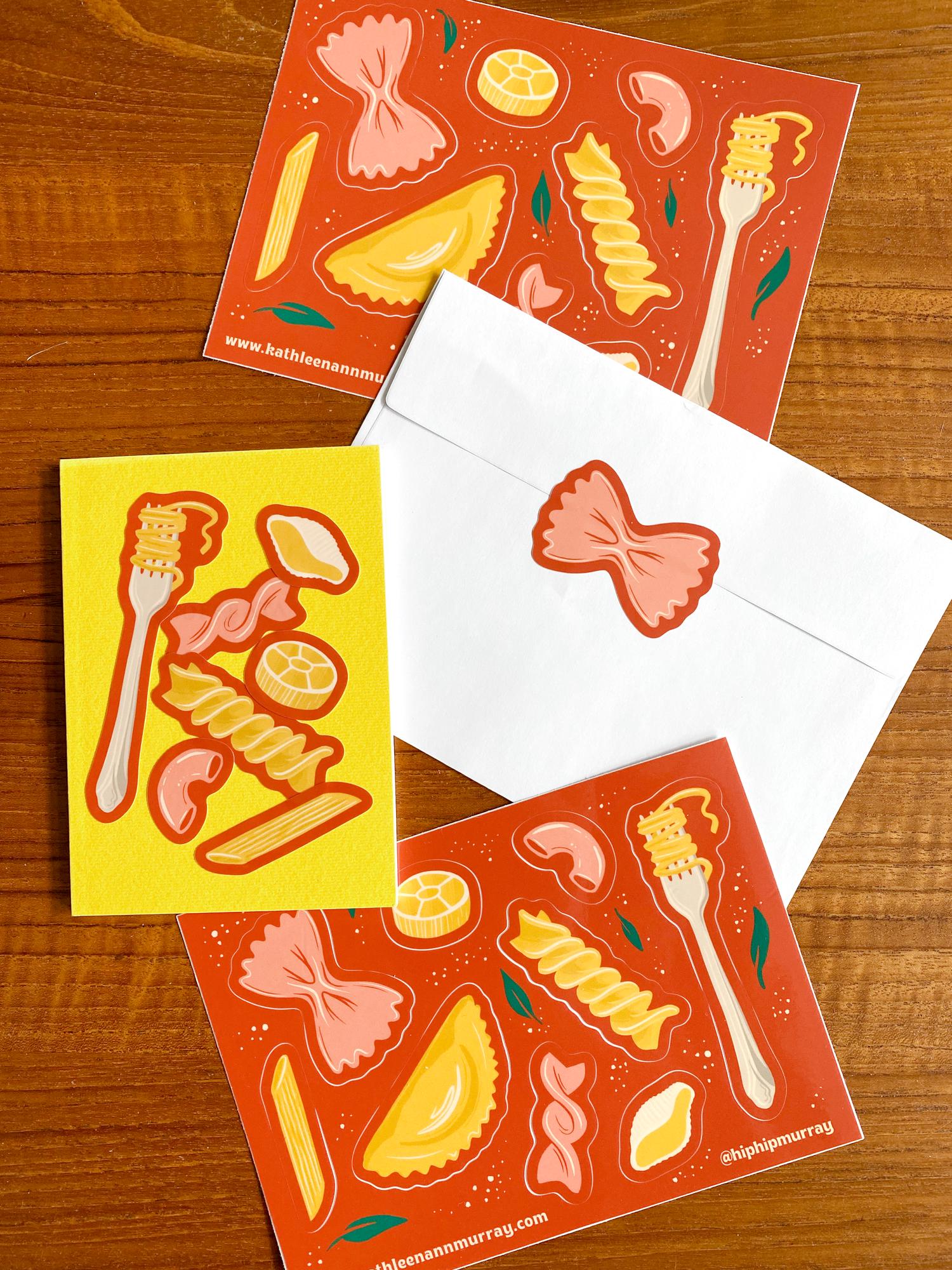 Pasta Sticker Pasta Lovers Sticker Sheet - 9 Colorful Pasta Shape Stickers - Etsy