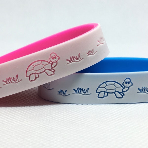 Turtle Bracelet with Emergency Contact Information, Turtle ID Bracelet, Child ID Bracelet, Turtle Phone Number Band, Turtle Emergency ID