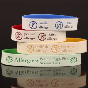 Allergy ID Bracelet with Emergency Contact Information, Allergy Alerts, Multiple Allergy Bracelet, Allergy + EpiPen Info, Allergy Bracelets