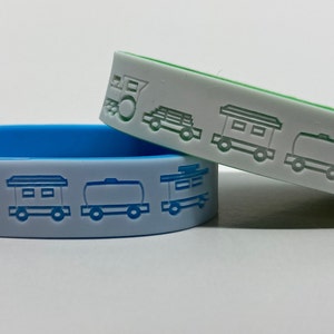 Engraved Train Silicone Bracelet: Emergency Contact Numbers