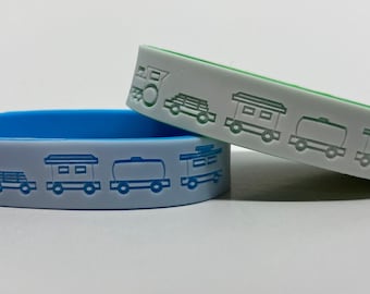 Engraved Train Silicone Bracelet: Emergency Contact Numbers