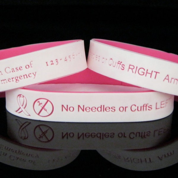 No Needles or Cuffs Alert with Emergency Numbers, Fistula Alert Bracelet, No Needles or Cuffs Medical Bracelet, Medical Arm Alert No Needles