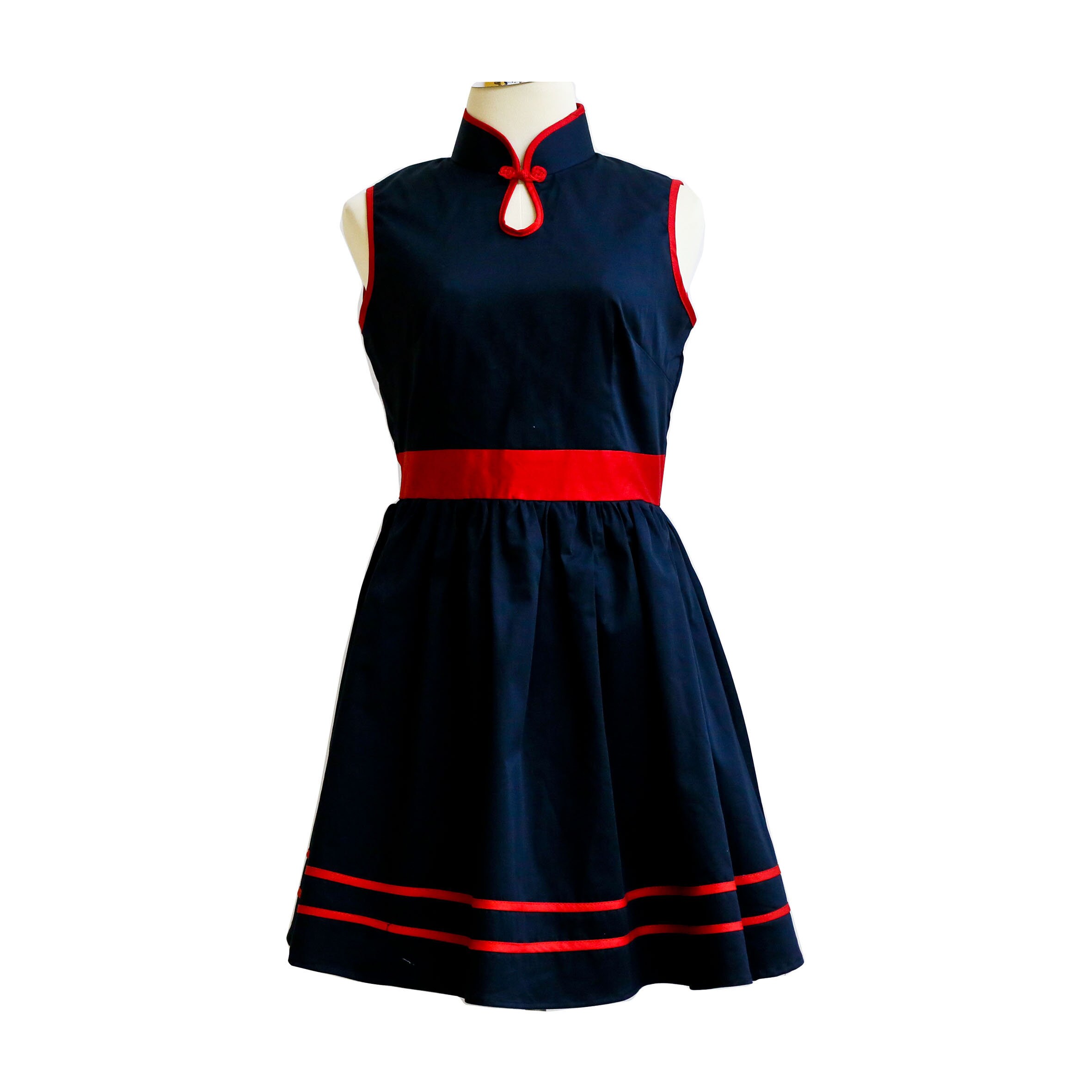 red and black chinese dress