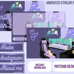 Gamer room Themed Twitch Package/Cozy/Purple/bedroom/Gamer/Twitch/Streamer