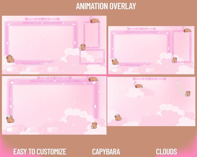Capybara Themed Twitch Package/cozy/pink/clouds/gamer/twitch/streamer ...