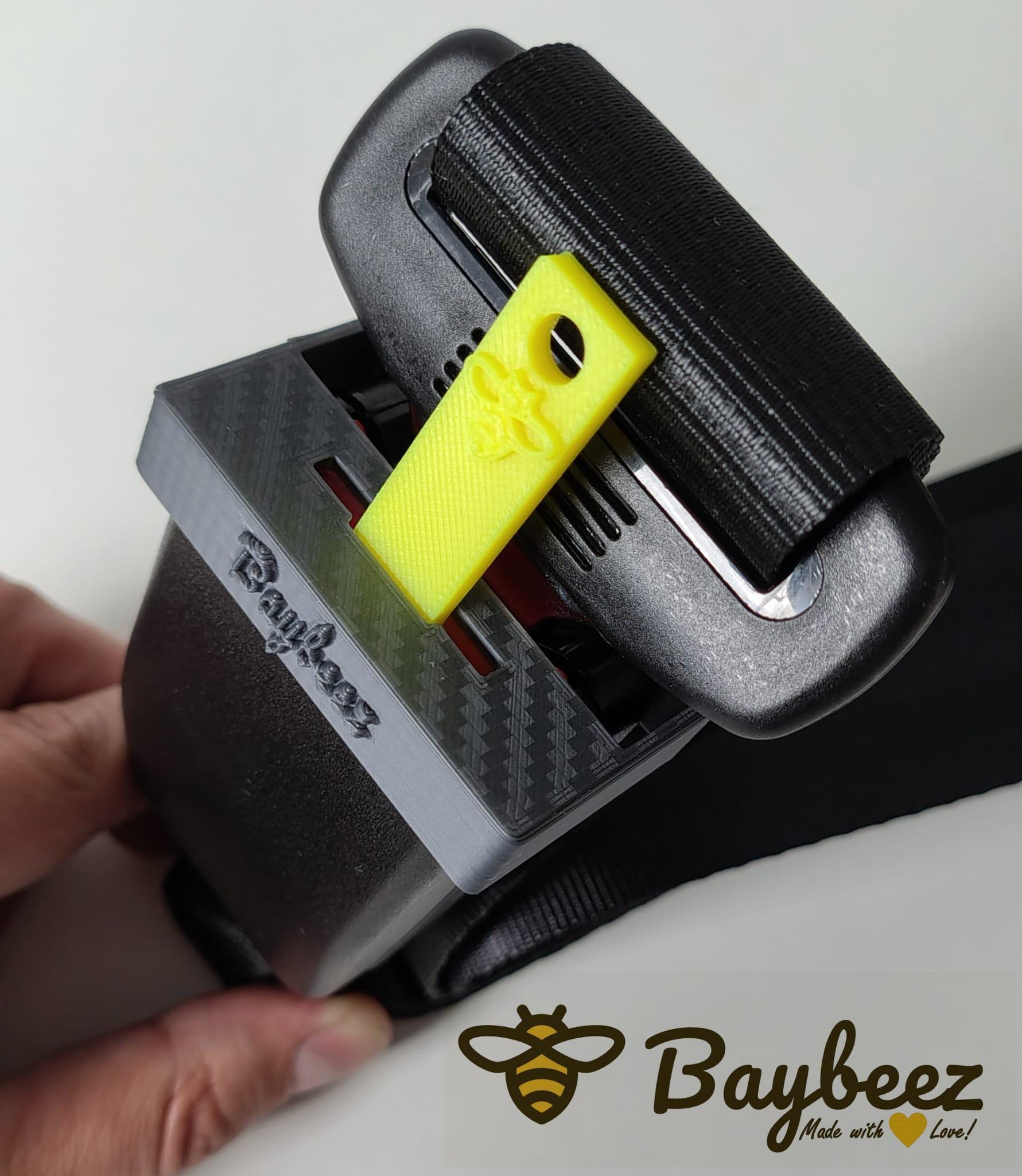 Unbuckling protection for car seat belt buckles. Belt lock prevents the child from accidentally unbuckling the seat belt, ensuring safe car travel.