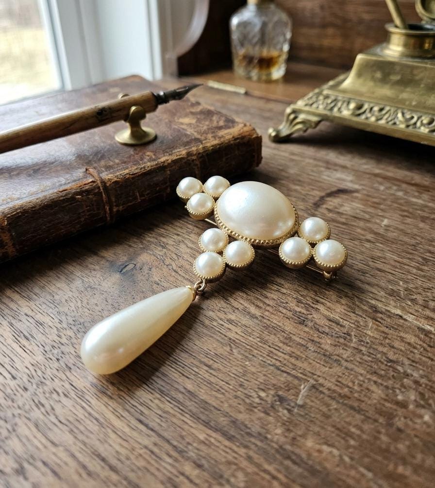 Pearl Brooch - Etsy