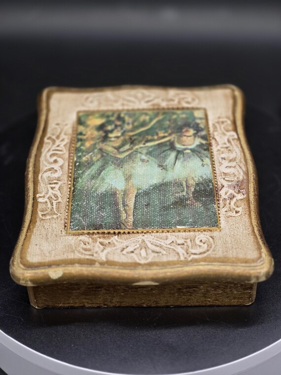 Vintage Ballerina Wooden Trinket Box | Shabby Chic Ballet Art Keepsake