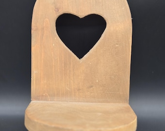 Vintage Wooden Shelf with Heart Cutout | Rustic Farmhouse Cottage Decor