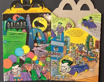 Vintage Batman Animated Happy Meal Box - Box Flat - Unused McDonald's Restaurant