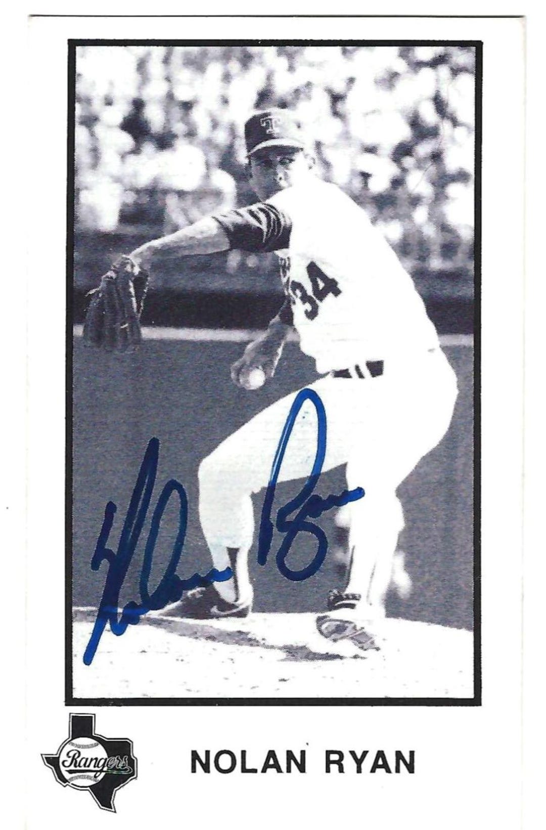 Nolan Ryan Autograph 3x5 B/W Photo Postcard Signed Texas Rangers ...