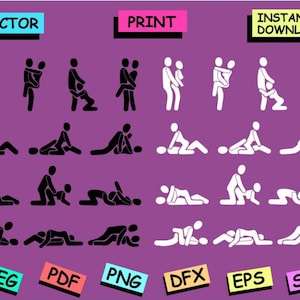 Kamasutra SVG, Sexuelle Positionen Clip Art, Fetisch Vektor (Digitaler Download)