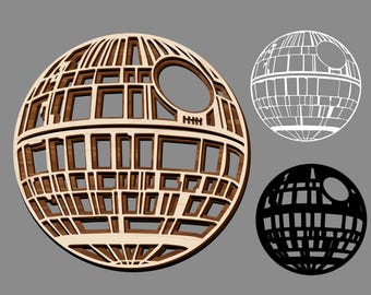 Death Star Layered-3d model Wood Plaanet Star Svg War Svg laser instant download cut dxf cdr svg vector,  Laser Cut File (SVG, DXF)
