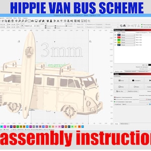 Retro Camper Van 3D Wooden Puzzle Kit: Laser Cut Hippie Bus Model, 3mm