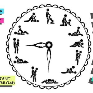 Paar posities klok SVG, grappig volwassen lasergesneden ontwerp (digitale download)