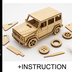 レーザーカット木製3Dパズルカーキット、DIY SUVモデルオフロード（4 mmファイル）