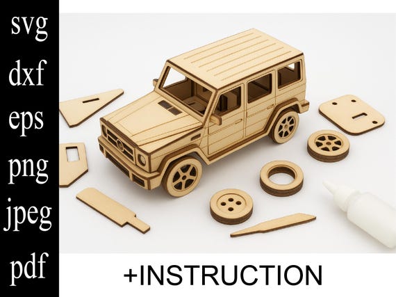 Luxury SUV Laser Cut File for Plywood, DIY jeep SVG, 3D Car Model, Wooden Vehicle Cnc Vector, Glowforge Cricut Laser Plans (4mm File)
