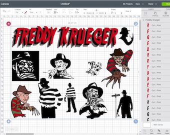 Freddy Krueger SVG Bundle: Horror Halloween Cricut Silhouette (Digital Download)