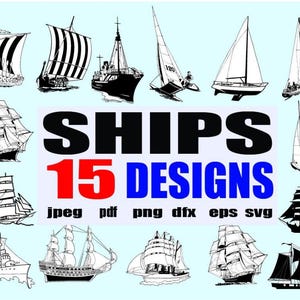 帆船のクリップアート：帆船のシルエットベクターデザイン（SVG、DXF、PDF）