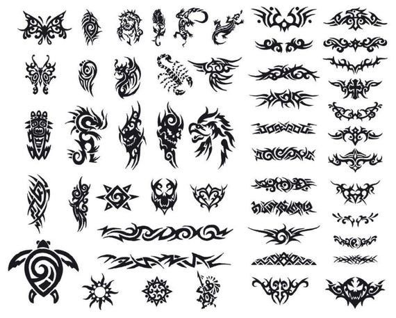Tribal Tattoo SVG Set: 50 Vector Designs for Cricut, Silhouette