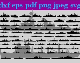 Battleship SVG Bundle: Navy Ship Silhouette Cut Files (Digital Download)