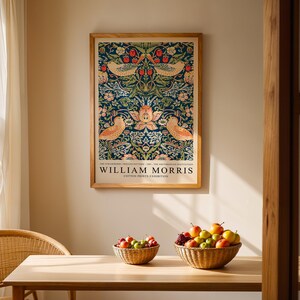 William Morris Vintage Framed Poster Birds, Flowers & Strawberries - Elegant Botanical Wall Art Home Decor Retro Style Wedding Gift