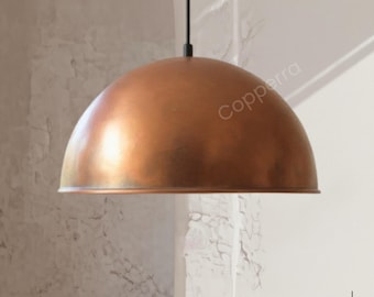 Lampa wisząca z kopułą w szczotkowanej miedzi: nowoczesna lampa kuchenna w stylu rustykalnym