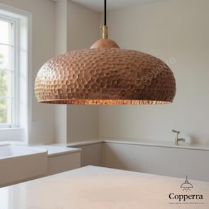 Handmade Hammered Copper Dome Pendant Light: Rustic Farmhouse Lighting