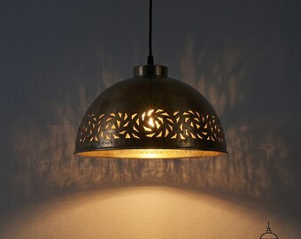 Messing koepelhanglamp, Scandinavische hanglamp Nordic Cutout