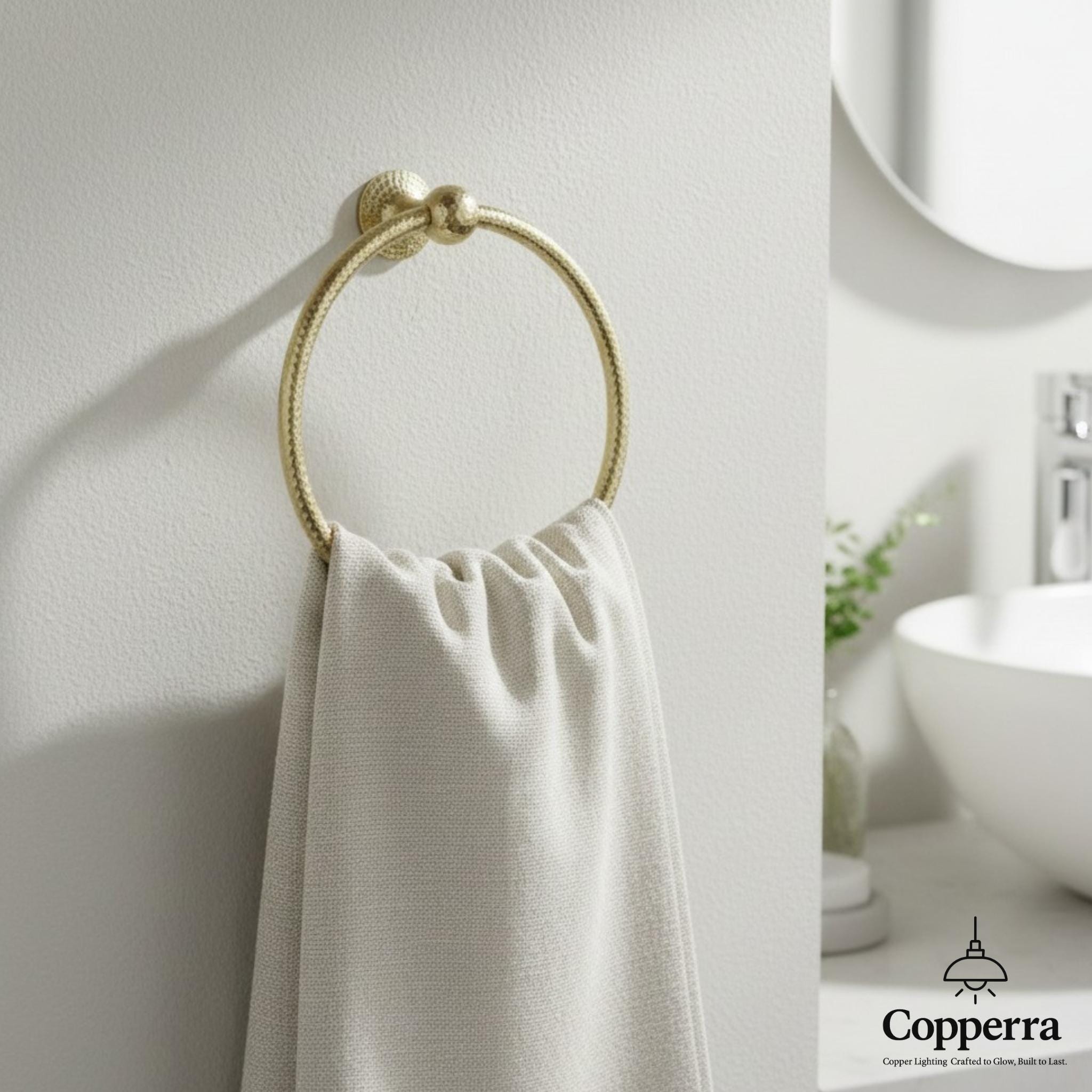 Modern Brass Towel Ring, Gold Bathroom Towel Holder, Wall Mounted Hand Towel Ring, Minimalist Bathroom Hardware, Luxury Bath Accessory
