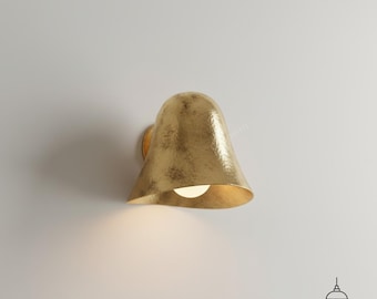 Hand Hammered Brass Wall Sconce, Rustic Farmhouse Accent Light