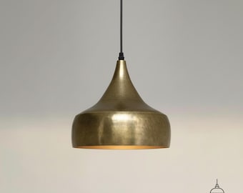 Lámpara colgante de cúpula de latón hecha a mano, iluminación de cocina rústica
