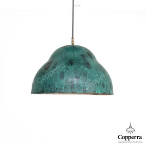 Oxidized Copper Pedant Light, Copper Patina Dome  Pendant Light, Copper Pendant Light, Green Pendant Light, Green Ceiling Lighting.