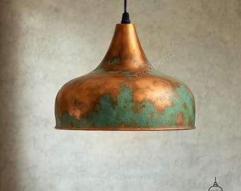 Oxiderad kopparkupolhängelampa: Handgjord lantlig taklampa