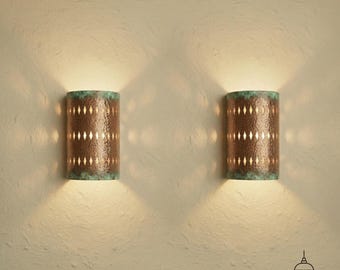 Set of 2 Hammered Copper Wall Sconce