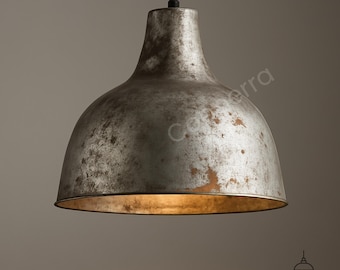 Distressed Silver Dome Pendellampa: Industriell lantlig köksöbelysning